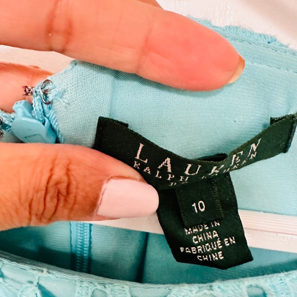 Ralph Lauren dress turquoise lace - Picture 2 of 4